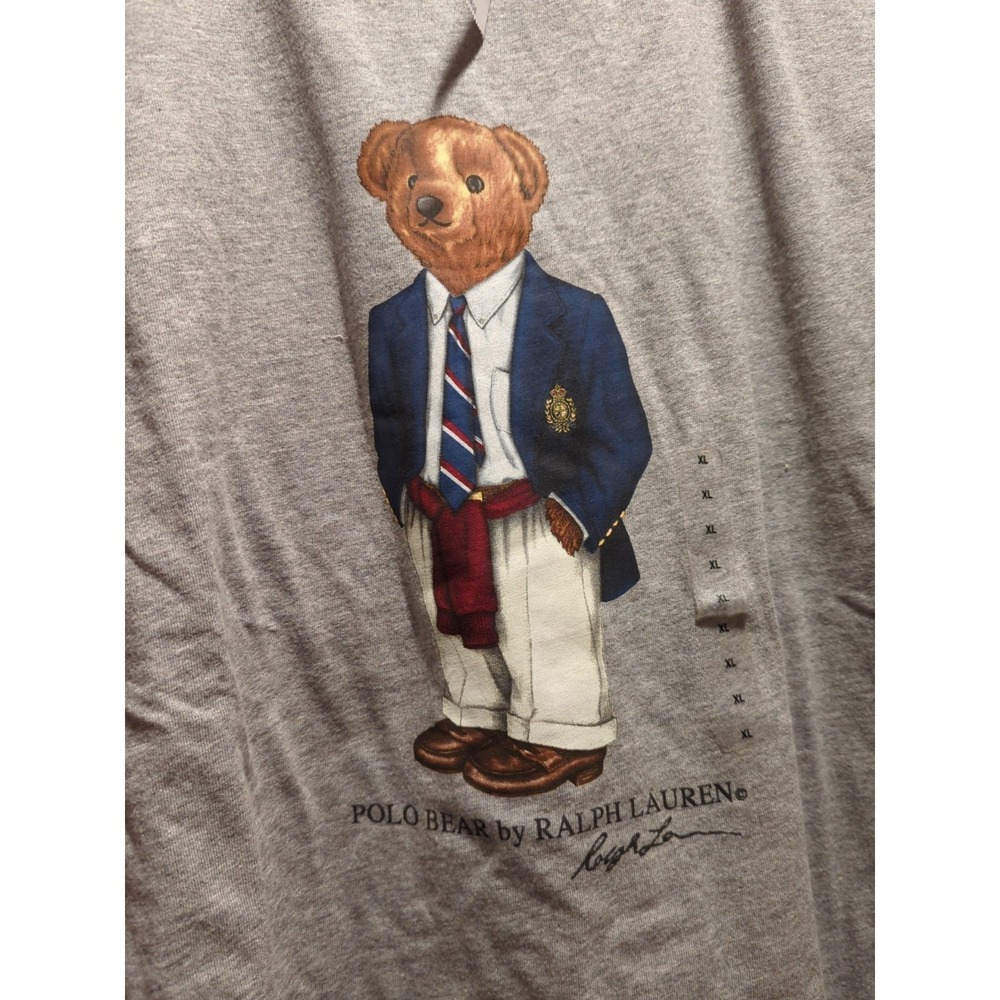 Vintage Mens Polo Ralph Lauren Grey Professional Preppy School Bear T-Shirt XL - Picture 3 of 6